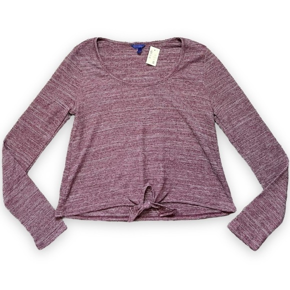 NWT Aero Long Sleeve Waffle Knit Tie Waist Top sz M - Picture 3 of 12